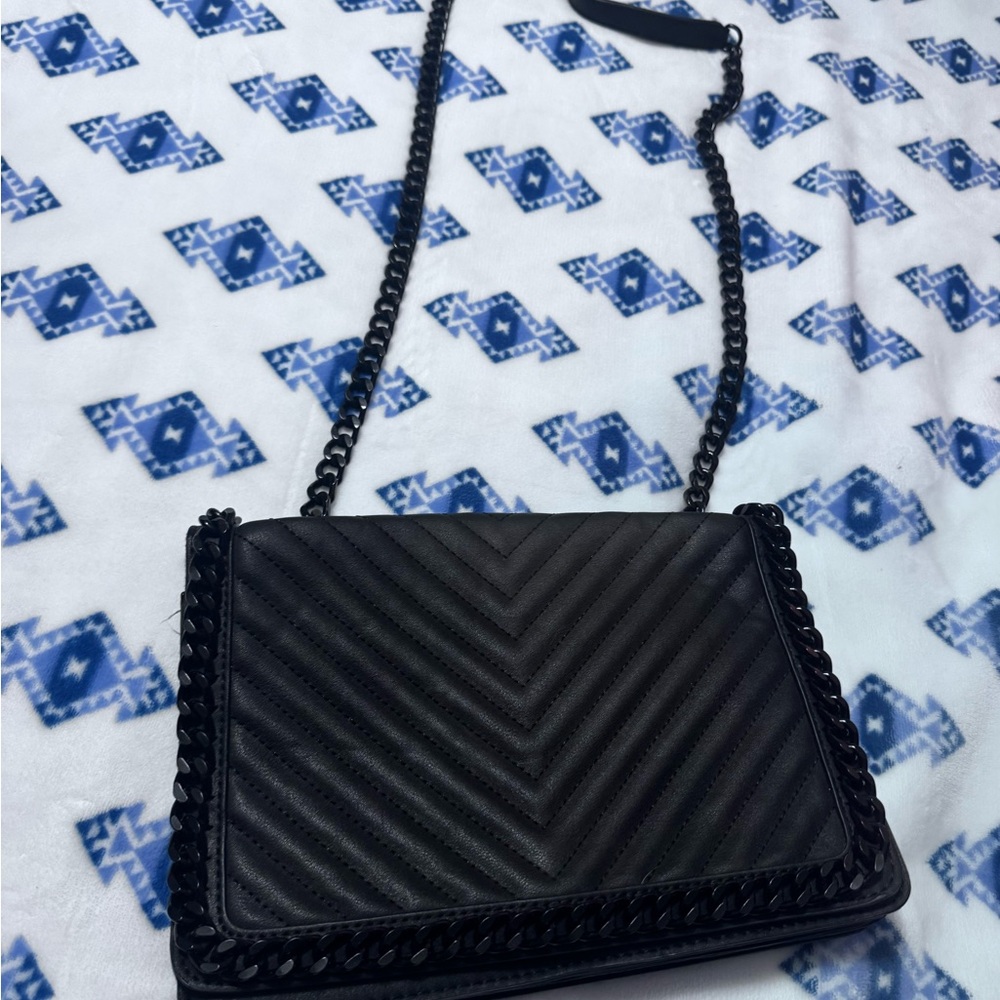 Aldo Elegant Black Quilted Chain Shoulder Bag